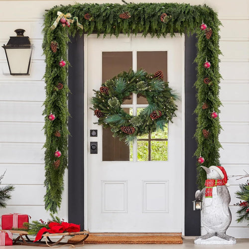 6 FT 2 Pcs Artificial Cedar Garlands – Real Touch Winter Greenery