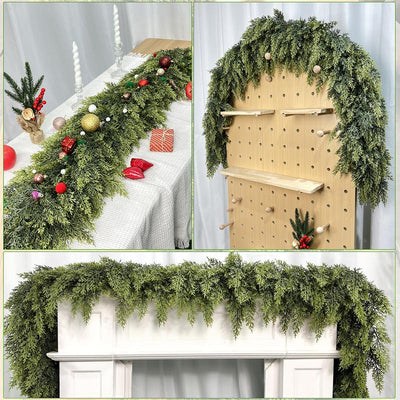 6 FT 2 Pcs Artificial Cedar Garlands – Real Touch Winter Greenery