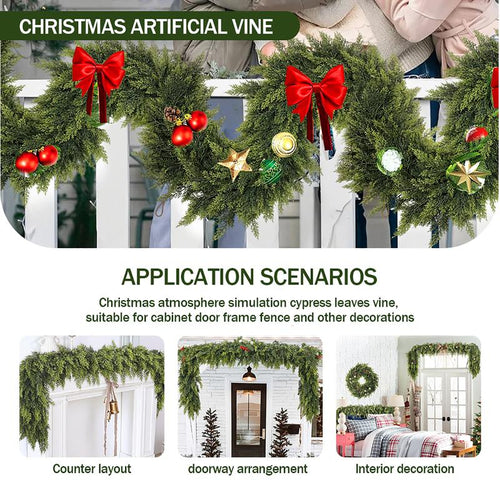 6 FT 2 Pcs Artificial Cedar Garlands – Real Touch Winter Greenery