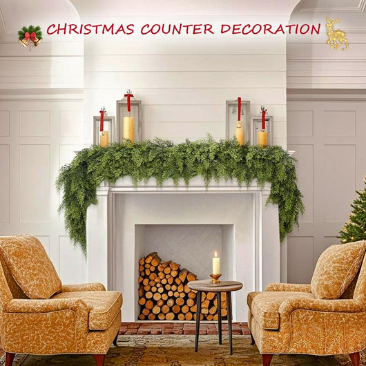 6 FT 2 Pcs Artificial Cedar Garlands – Real Touch Winter Greenery